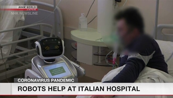 イタリアにて、ロボットが患者の容体を確認